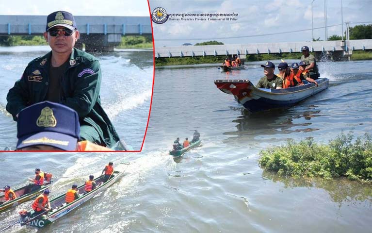 កម្លាំង​នគរបាល នៃ​ស្នងការដ្ឋាន​នគរបាល​ខេត្ត​បន្ទាយមានជ័យ ហ្វឹកហាត់​ពង្រឹង​ជំនាញ​បើកបរ​ទូក​ម៉ាស៊ីន និង​វិធី​ជួយសង្គ្រោះ​ពលរដ្ឋ​រងគ្រោះ​ដោយ​ទឹកជំនន់​