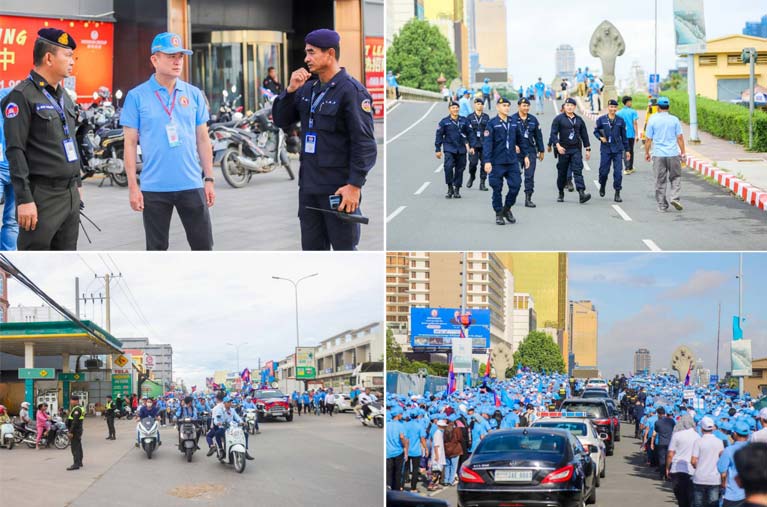 កម្លាំង​អាវុធហត្ថ​រាជធានី​ភ្នំពេញ ចូលរួម​រៀបចំ​សណ្តាប់ធ្នាប់ និង​ការពារ សន្តិសុខ សុវត្ថិភាព ដល់​បណ្តា​គណបក្ស​នយោបាយ ដែល​ដង្ហែ​ក្បួន​លើ​ដងផ្លូវ ក្នុង​ថ្ងៃ​បើក​យុទ្ធនាការ ឃោសនា​បោះឆ្នោត​ជ្រើសតាំង តំណាងរាស្ត្រ នីតិកាល​ទី​៧ ថ្ងៃទី​០១ ខែកក្កដា ឆ្នាំ​២០២៣!​